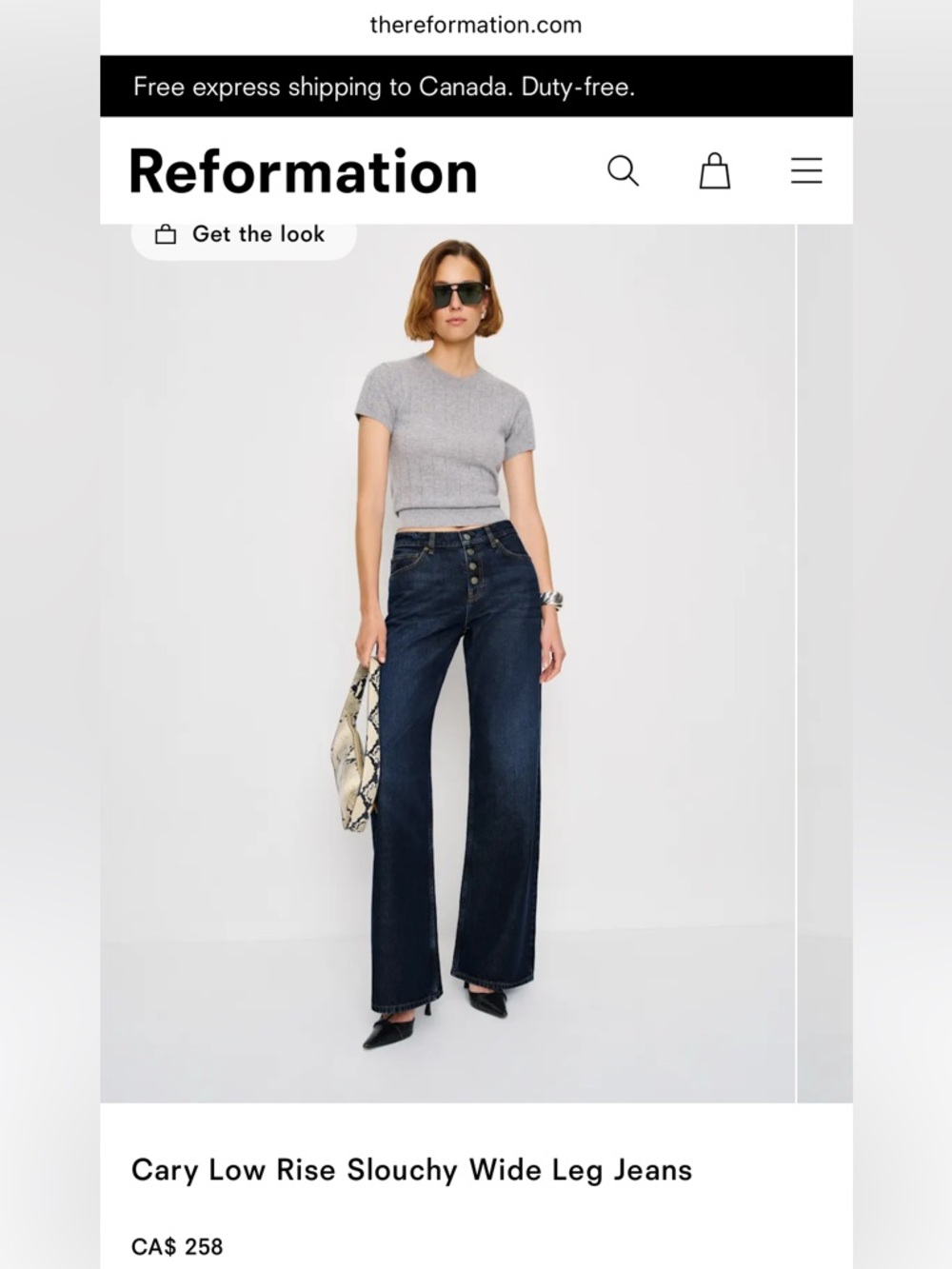 Reformation Cary Low-Rise Slouchy Wide-Leg Jeans